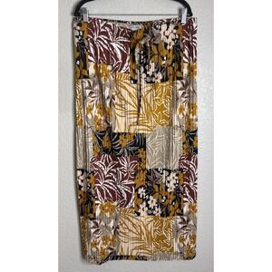 Sabrina Lauren Womens XL Colorful Maxi Pleated Drawstring Skirt Floral Tropical